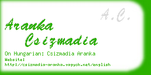 aranka csizmadia business card